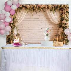Lofaris Romantischer Rustikaler Blumen-Hochzeitshintergrund mit Holzbrettern und Rosen, elegante Fotowand für Verlobungsfeier und Fotoshooting