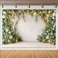 Lofaris Eleganter Blumenbogen Fotohintergrund mit weißen Rosen, romantische Kulisse für Hochzeitsfotos und Eventdekoration