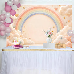 Lofaris Pastell-Regenbogen Fotohintergrund mit Wolken und Sternen, verträumte Kulisse für Babyfotos und Porträts