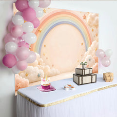Lofaris Pastell-Regenbogen Fotohintergrund mit Wolken und Sternen, verträumte Kulisse für Babyfotos und Porträts