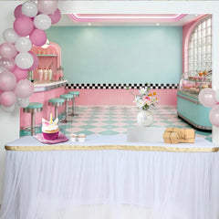 Lofaris Pastellrosa Mintgrün Retro Diner Hintergrund 50er Jahre Stil, Vintage Fotokulisse für Fotoshootings und Partydekoration