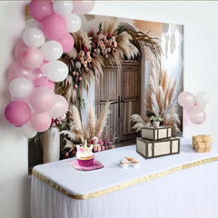Lofaris Boho Hochzeit Hintergrund Tür Pampasgras & Blumen Deko