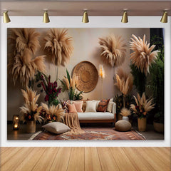 Lofaris Boho Wohnzimmer Set Hintergrund Pampasgras Ethnische Deko