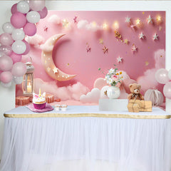 Lofaris Funkelnder Stern Hintergrund Rosa Mond & Teddybär