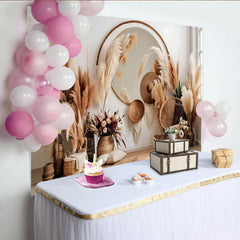 Lofaris Boho Wohnzimmer Hintergrund Spiegel Pampasgras Interieur