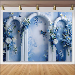 Lofaris Fine Art Blauer Blumentraum Hintergrund Bogen Schmetterling