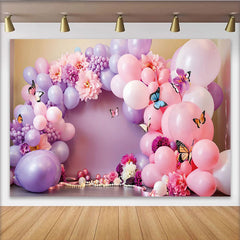 Lofaris Lila Rosa Ballon Hintergrund Blumen Schmetterling Party