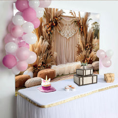 Lofaris Boho Makramee Bogen Hintergrund Kissen Pampasgras