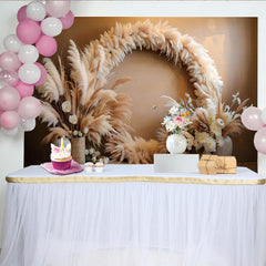 Lofaris Boho Pampas Kranz Hintergrund Runder Blumenbogen
