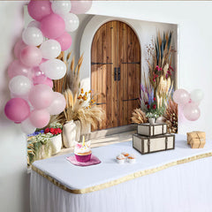 Lofaris Wüsten Boho Tür Hintergrund Holztor Pampasgras