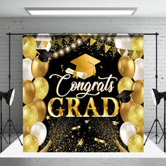 Grad Gold Schwarz Luftballons Funkeln Abschluss Hintergrund
