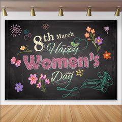 Lofaris Kreidetafel Weltfrauentag Hintergrund Blumen Schmetterling