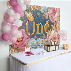 Lofaris Blumen 1. Geburtstag Hintergrund Goldenes ONE Pfingstrose