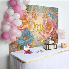 Lofaris Rosa Pfingstrose 1. Geburtstag Hintergrund Glitzer ONE