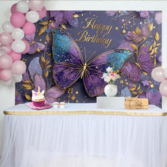 Lofaris Lila Schmetterling Gold Glitzer Geburtstag Hintergrund