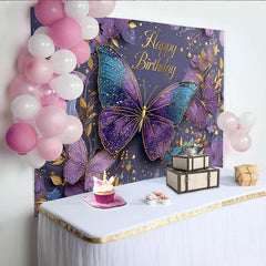 Lofaris Lila Schmetterling Gold Glitzer Geburtstag Hintergrund