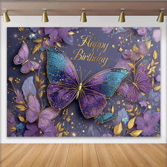 Lofaris Lila Schmetterling Gold Glitzer Geburtstag Hintergrund