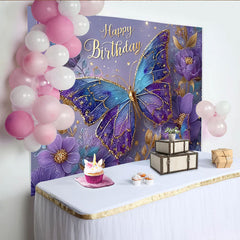 Lofaris Magischer Blau Lila Schmetterling Geburtstag Hintergrund