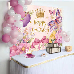Lofaris Fotohintergrund Herzballon Geburtstag Aquarell Schmetterling Krone Süßes Mädchen