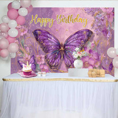 Lofaris Fotohintergrund Lila Fantasie Schmetterling Blumen Magisch Party Cake Smash Deko