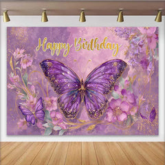 Lofaris Fotohintergrund Lila Fantasie Schmetterling Blumen Magisch Party Cake Smash Deko