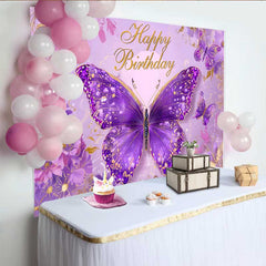 Lofaris Fotohintergrund Rosa Lila Schmetterling Blumen Fantasie Party Mädchen Foto Requisiten