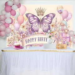 Lofaris Fotohintergrund Künstlerisch Rosa Lila Schmetterling Krone Ballon Skizze Foto Banner