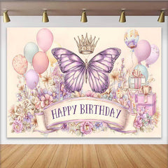 Lofaris Fotohintergrund Künstlerisch Rosa Lila Schmetterling Krone Ballon Skizze Foto Banner