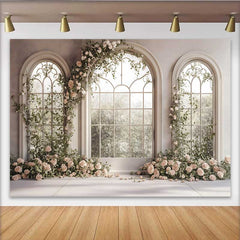 Lofaris Fotohintergrund Weißer Fensterbogen Blumen Frühling Rosengarten Hochzeit Brautparty