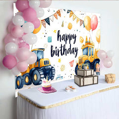 Lofaris Fotohintergrund Baustellen LKW Geburtstag Kipper Kegel Party Junge Tisch Banner Deko