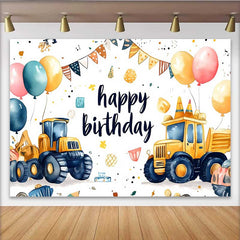 Lofaris Fotohintergrund Baustellen LKW Geburtstag Kipper Kegel Party Junge Tisch Banner Deko