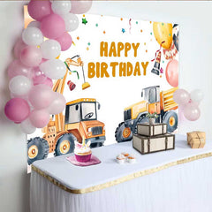 Lofaris Fotohintergrund Baustellen Kran Geburtstag LKW Ballon Konfetti Junge Party Dekoration