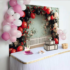 Lofaris Fotohintergrund Marienkäfer Garten Geburtstag Blumen Ballon Zaun 1. Geburtstag Deko