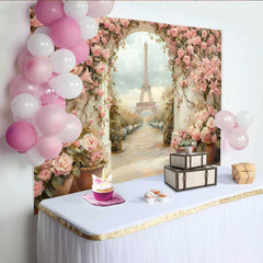 Lofaris Fotohintergrund Paris Eiffelturm Rosa Lilien Blumengarten Gemälde Stil Dekoration