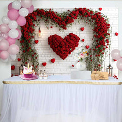 Lofaris Valentinstag-Hintergrund Boho Makramee rotes Herz rustikale Holz-Wanddekoration