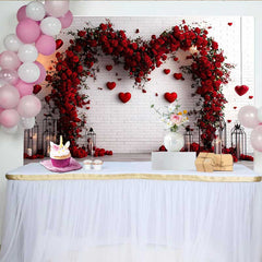 Lofaris Valentinstag-Hintergrund Boho rustikale Scheune Heuballen Blumenherz Makramee-Requisite