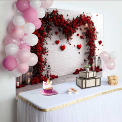 Lofaris Valentinstag-Hintergrund Boho rustikale Scheune Heuballen Blumenherz Makramee-Requisite