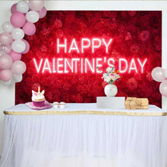 Lofaris Valentinstag-Hintergrund Boho rustikale Holzkisten Makramee rosa Rosengirlande