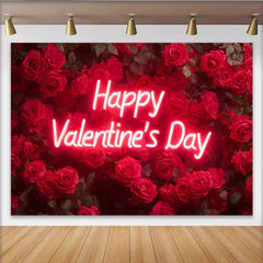 Lofaris Valentinstag-Hintergrund romantisches Schlafzimmer roter Rosen-Blumenbogen Kopfteil-Requisite