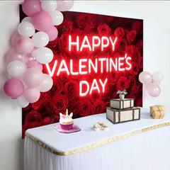 Lofaris Valentinstag-Hintergrund rosa Rosen-Blumenbogen Schlafzimmer weißes Kopfteil-Dekor
