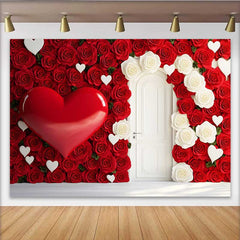 Lofaris Valentinstag-Hintergrund silberne Herzballons Blumenbogen Schlafzimmerdekoration