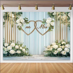 Lofaris Hochzeit Hintergrund Mr & Mrs Weiße Blumen Goldene Herzen Deko