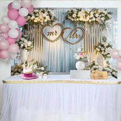 Lofaris Hochzeit Hintergrund Mr & Mrs Weiße Rosen Laternen Gold Herz