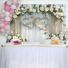 Lofaris Hochzeit Hintergrund Blumenbogen Mr & Mrs Goldene Herzen Deko