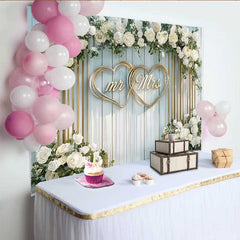 Lofaris Hochzeit Hintergrund Blumenbogen Mr & Mrs Goldene Herzen Deko