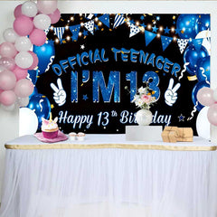 Lofaris 13. Geburtstag Hintergrund Official Teenager Blaue Ballons Sterne