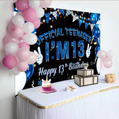 Lofaris 13. Geburtstag Hintergrund Official Teenager Blaue Ballons Sterne