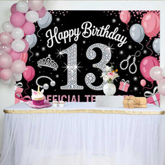 Lofaris 13. Geburtstag Hintergrund Official Teenager Rosa Silber Tiara