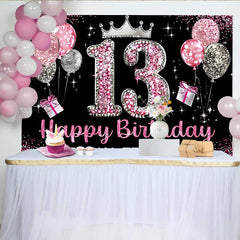 Lofaris 13. Geburtstag Hintergrund Official Teenager Rosa Glitzer Krone