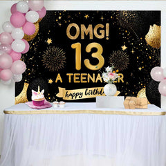 Lofaris 13. Geburtstag Hintergrund OMG Teenager Gold Glitzer Meilenstein
